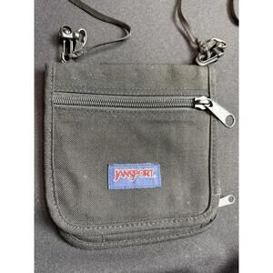 Vintage Jansport Action Wallet Trifold Crossbody Bag Black With Logo VTG Travel